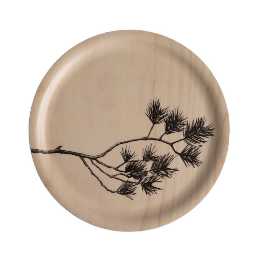 Havu Kiefernzweig rundes Tablett aus Holz hergestellt in Finnland, Miiko Design, The Finland Shop