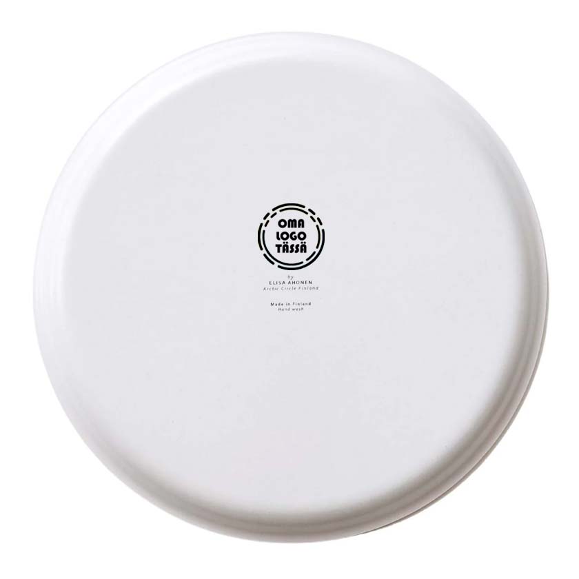 Kotimainen liikelahja logolla Tupasvilla tarjotin Ester Visual suomalainen design