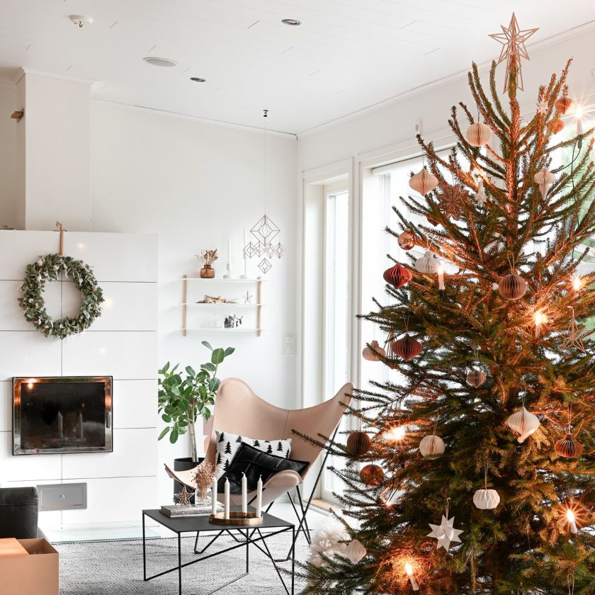 Puinen latvatähti joulukuuseen, puiset joulukoristeet Valona - Koivukristalli tähtikoriste