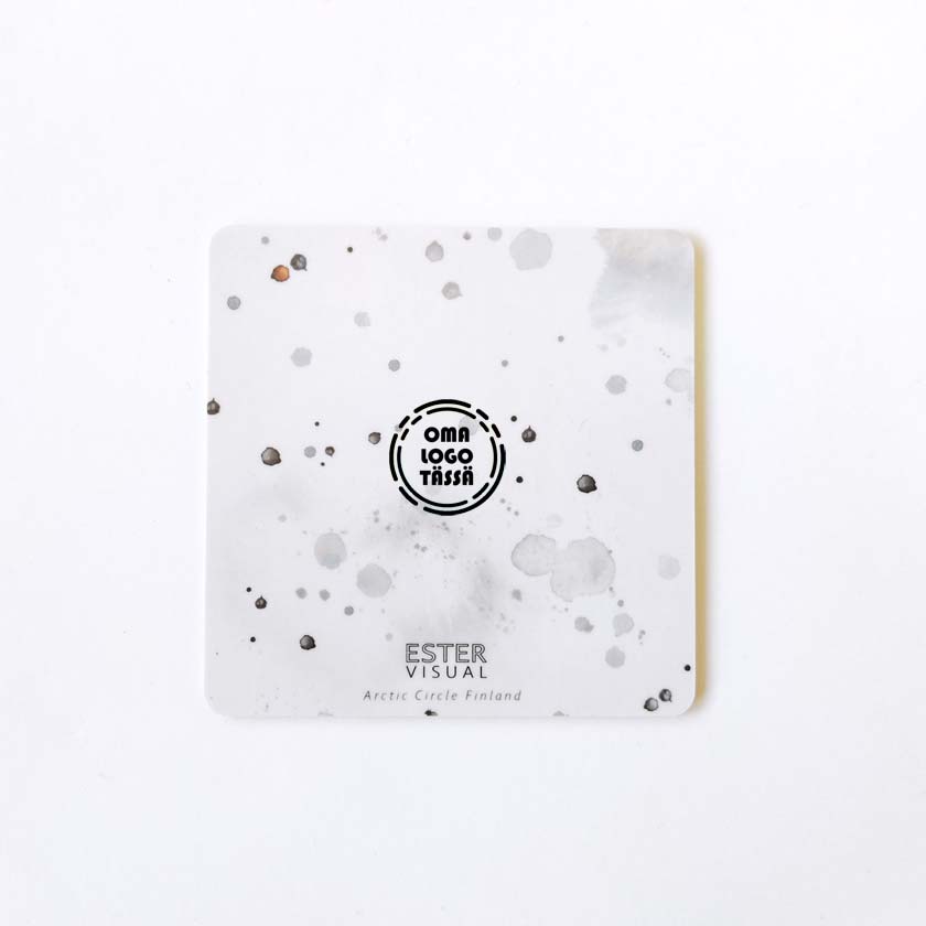 Liikelahja logolla Karhu lasinalunen puuta Ester Visual suomalainen design