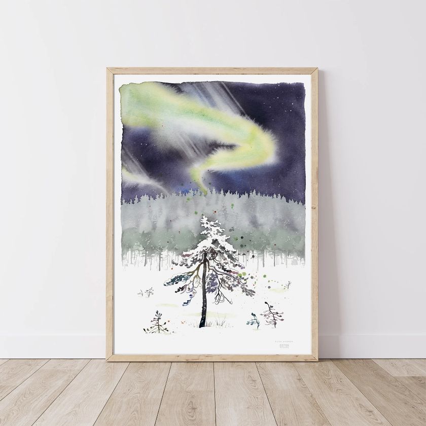Polarlichter, Nordlichter, Aurora Borealis Poster 50x70 cm, Naturposter aus Finnland, Ester Visual, The Finland Shop