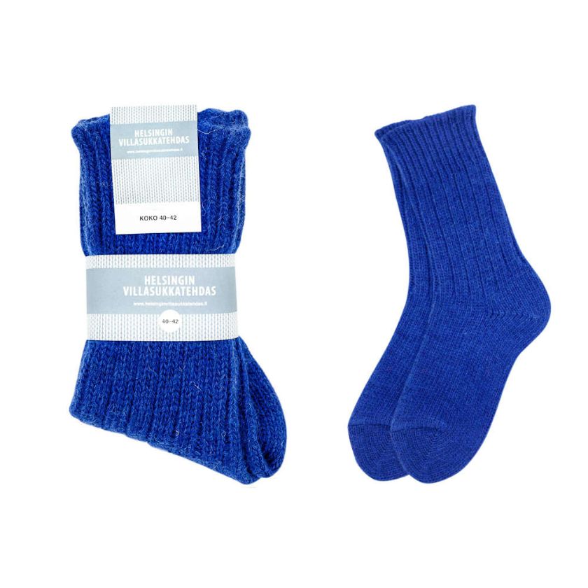 Blaue Wollsocken für zu Hause und Outdoor-Aktivitäten, hergestellt in Finnland, The Finland Shop