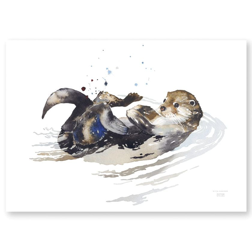 Otter Poster 50x70 cm, Aquarellen Tierbild aus Finnland, The Finland Shop