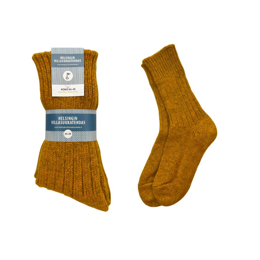 Gelbe Wollsocken für zu Hause und Outdoor-Aktivitäten, hergestellt in Finnland, The Finland Shop
