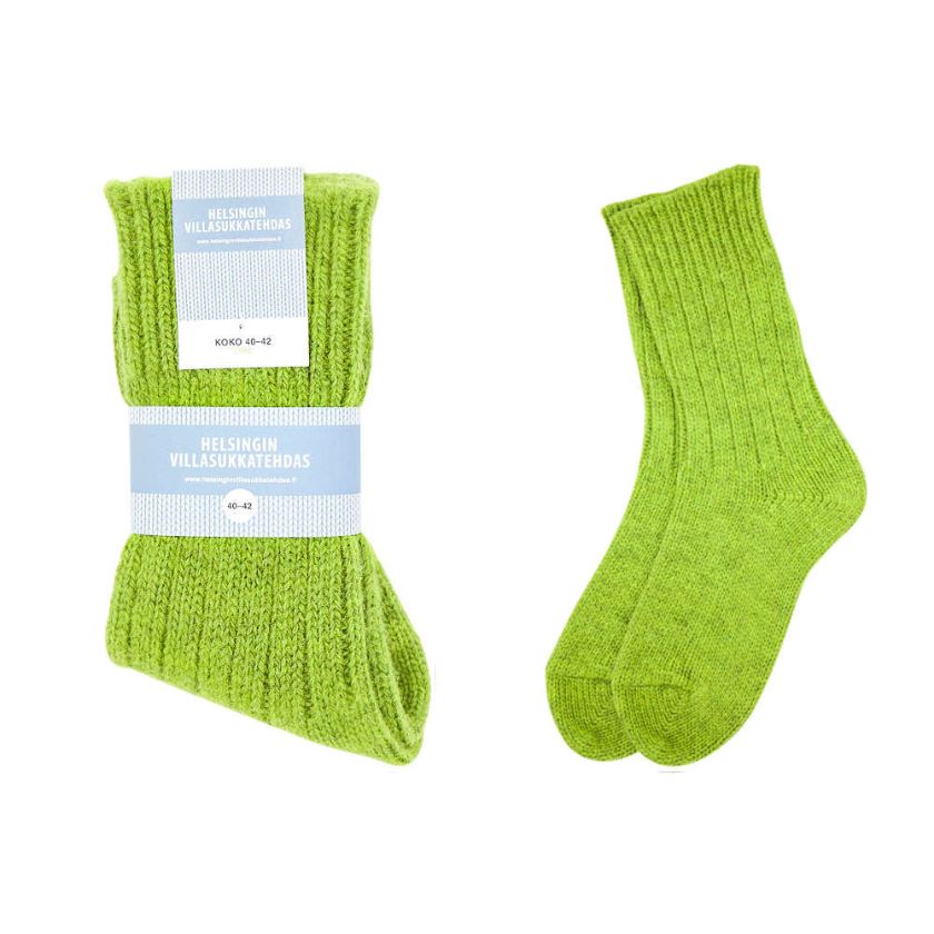Hellgrüne Wollsocken für zu Hause und Outdoor-Aktivitäten, hergestellt in Finnland, The Finland Shop