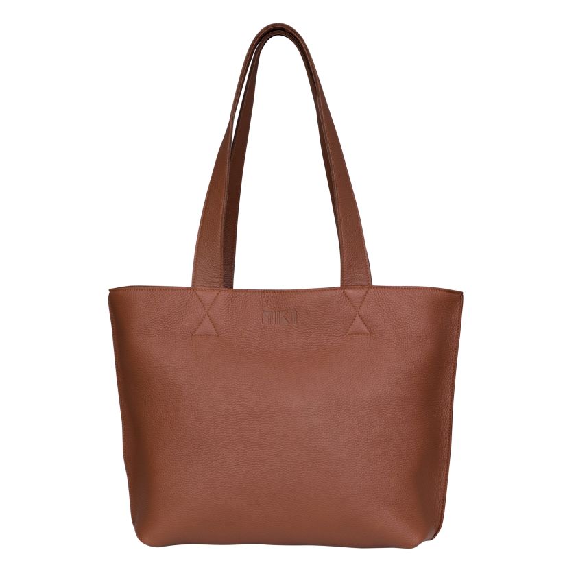 Braune Ledertasche für Alltag und Arbeit, hergestellt in Finnland aus Elchleder, Miiko Design, Skandinavischer Stil