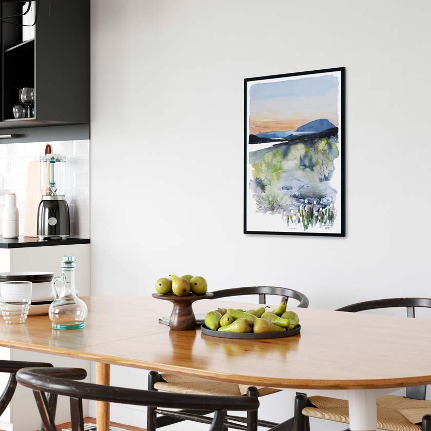 Kesäyö Kilpisjärvellä Ester Visual Saanatunturi yötön yö suomalainen design 50 x 70 cm juliste