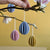 Pääsiäsikoristeet, Lovi-munat 6kpl, puiset pääsiäismunat 4,5cm, vaalenapunainen, sininen ja keltainen, asetelma, The Finland Shop