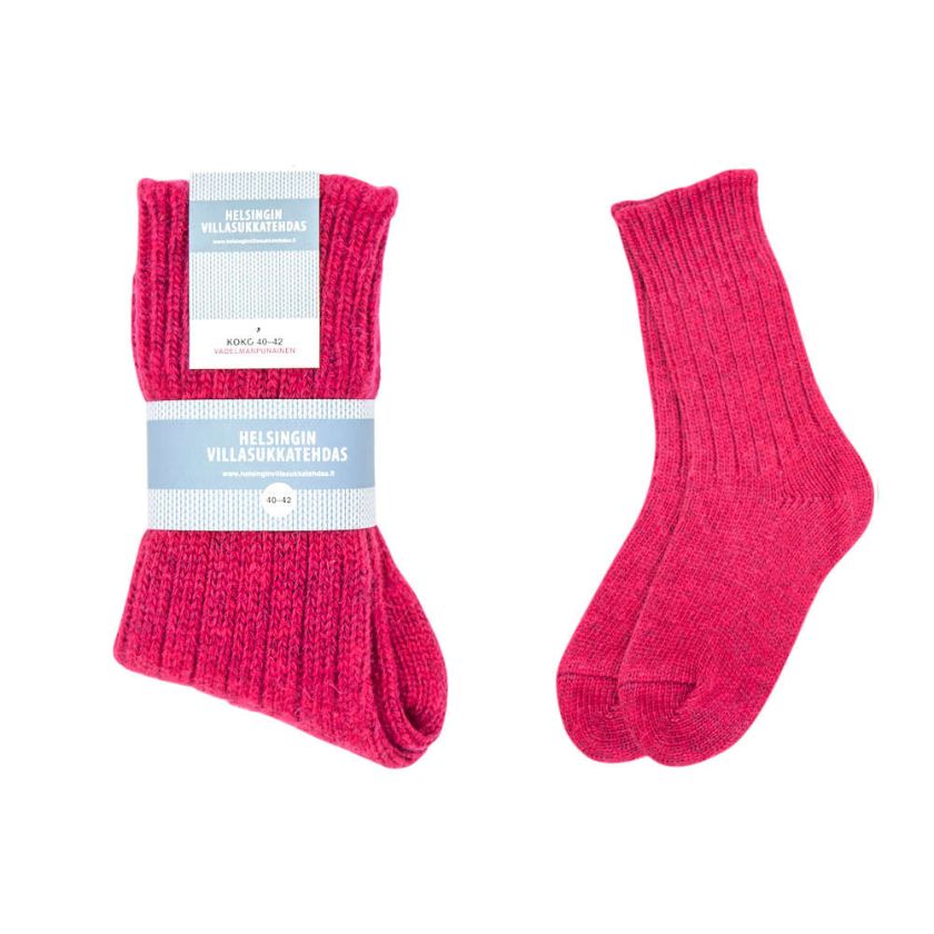Rosa Wollsocken für zu Hause und Outdoor-Aktivitäten, hergestellt in Finnland, The Finland Shop