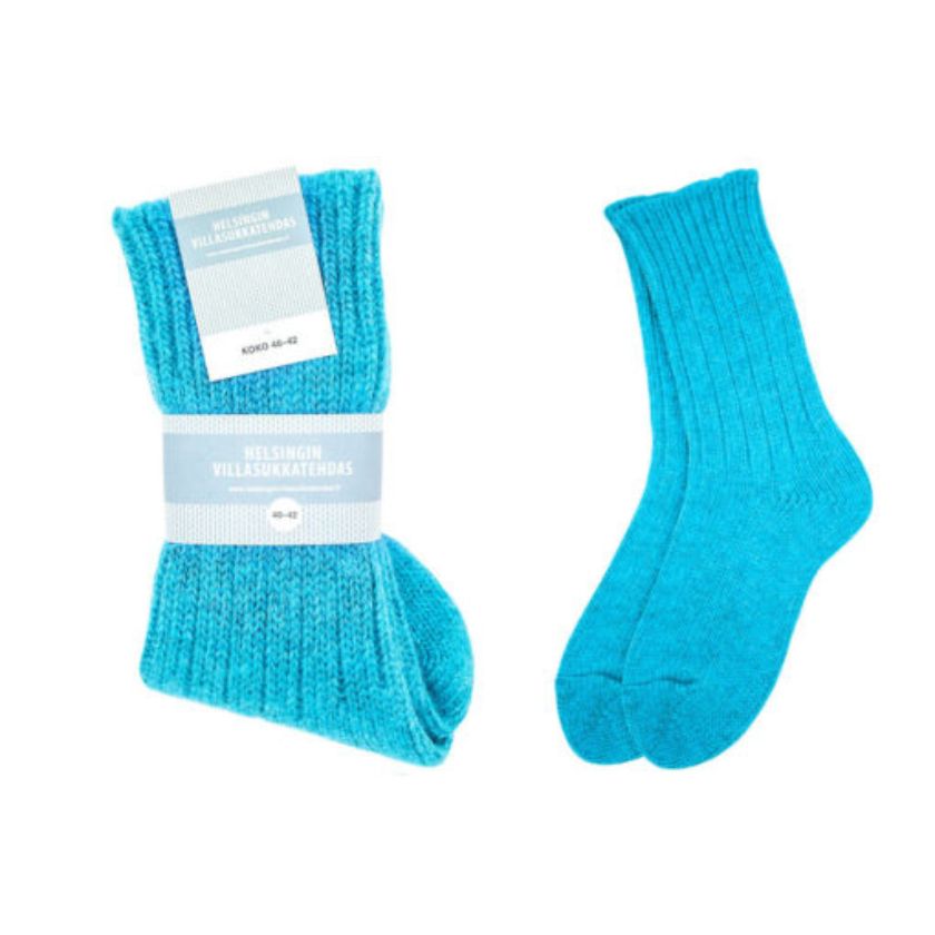 Türkis Wollsocken für zu Hause und Outdoor-Aktivitäten, hergestellt in Finnland, The Finland Shop