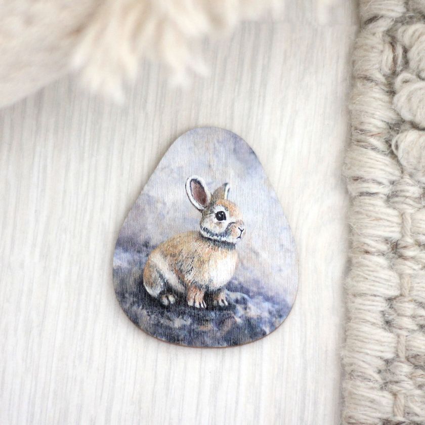 Süße Piitu-Hase Magnet für Kühlschrank aus Holz, Nenni & Friends aus Finnland