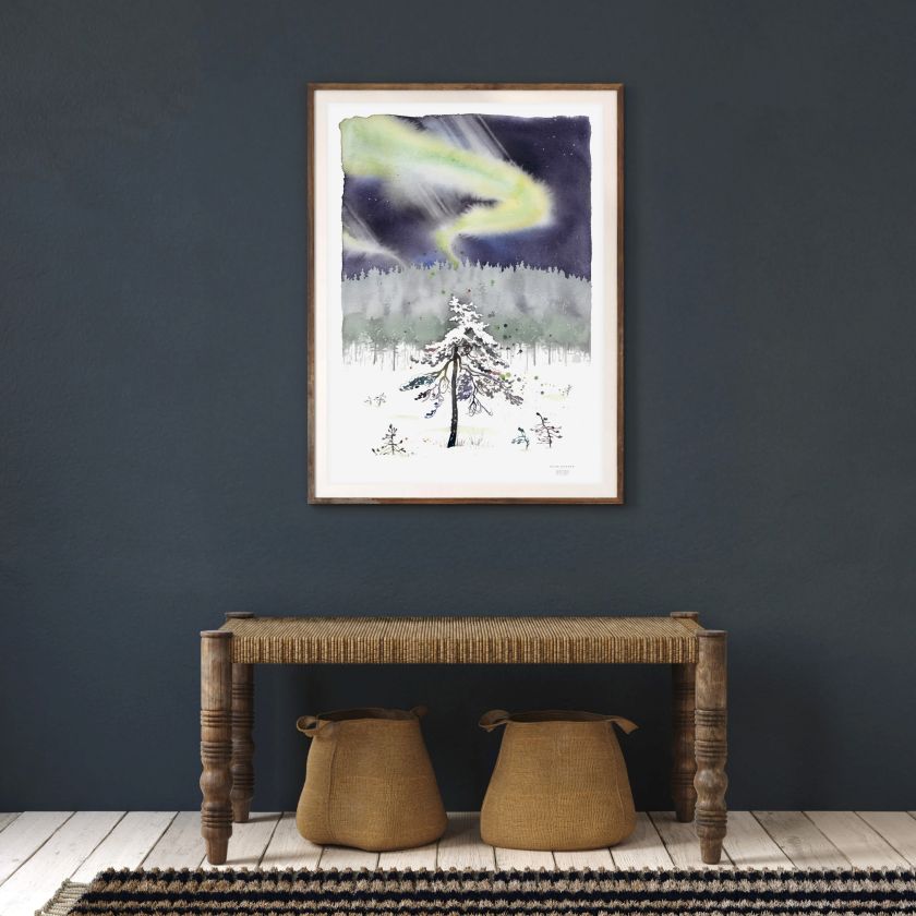 Himmel voller Polarlichter, Nordlichter, Aurora Borealis Poster 50x70 cm aus Finnland, Ester Visual, The Finland Shop