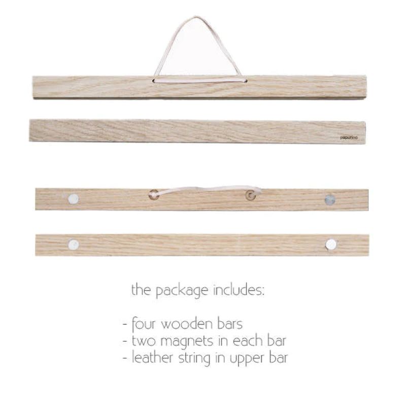 Posterleisten aus Eiche für 30 cm breite Poster, Verpackunginhalt, hergestellt in Finnland, The Finland Shop