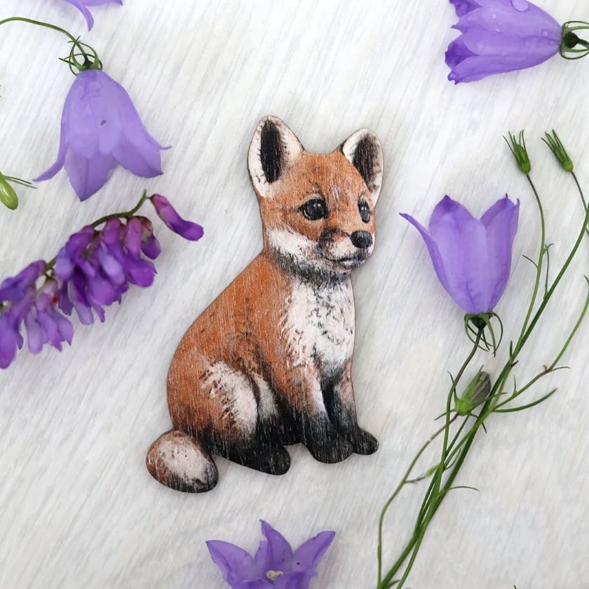 Süße Piyry-Fuchs Magnet für Kühlschrank aus Holz, Nenni &amp; Friends aus Finnland