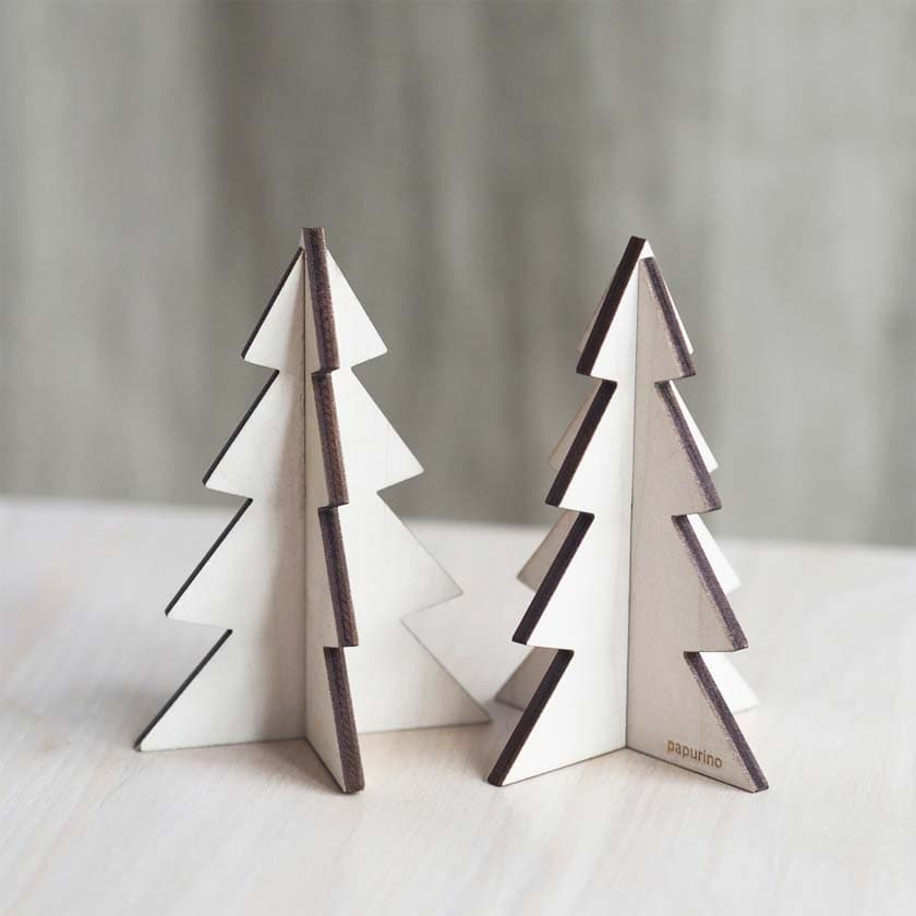 Kuusi koriste pöytäkuusi joulukoriste puinen Papurino