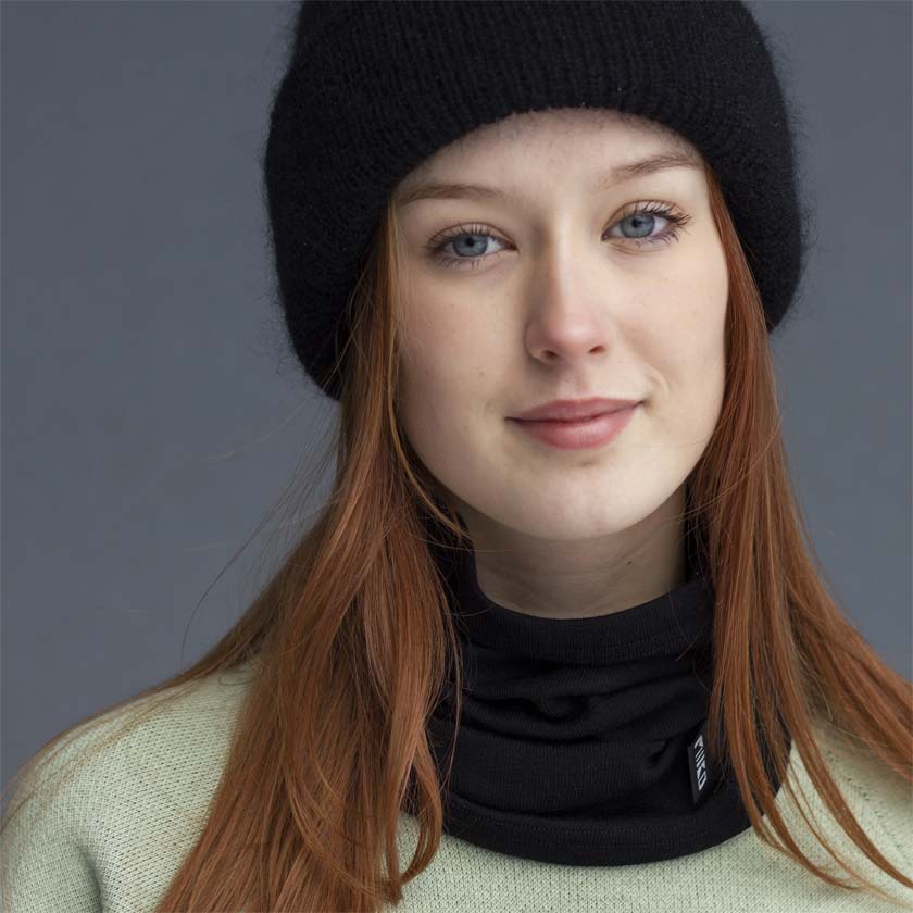 Musta merivilla silkki tuubihuivi kotimainen miiko design